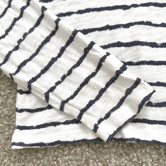 ATM Slub Jersey Top Womens Medium White Midnight Long Sleeve Preppy Travel Beach - Picture 7 of 11